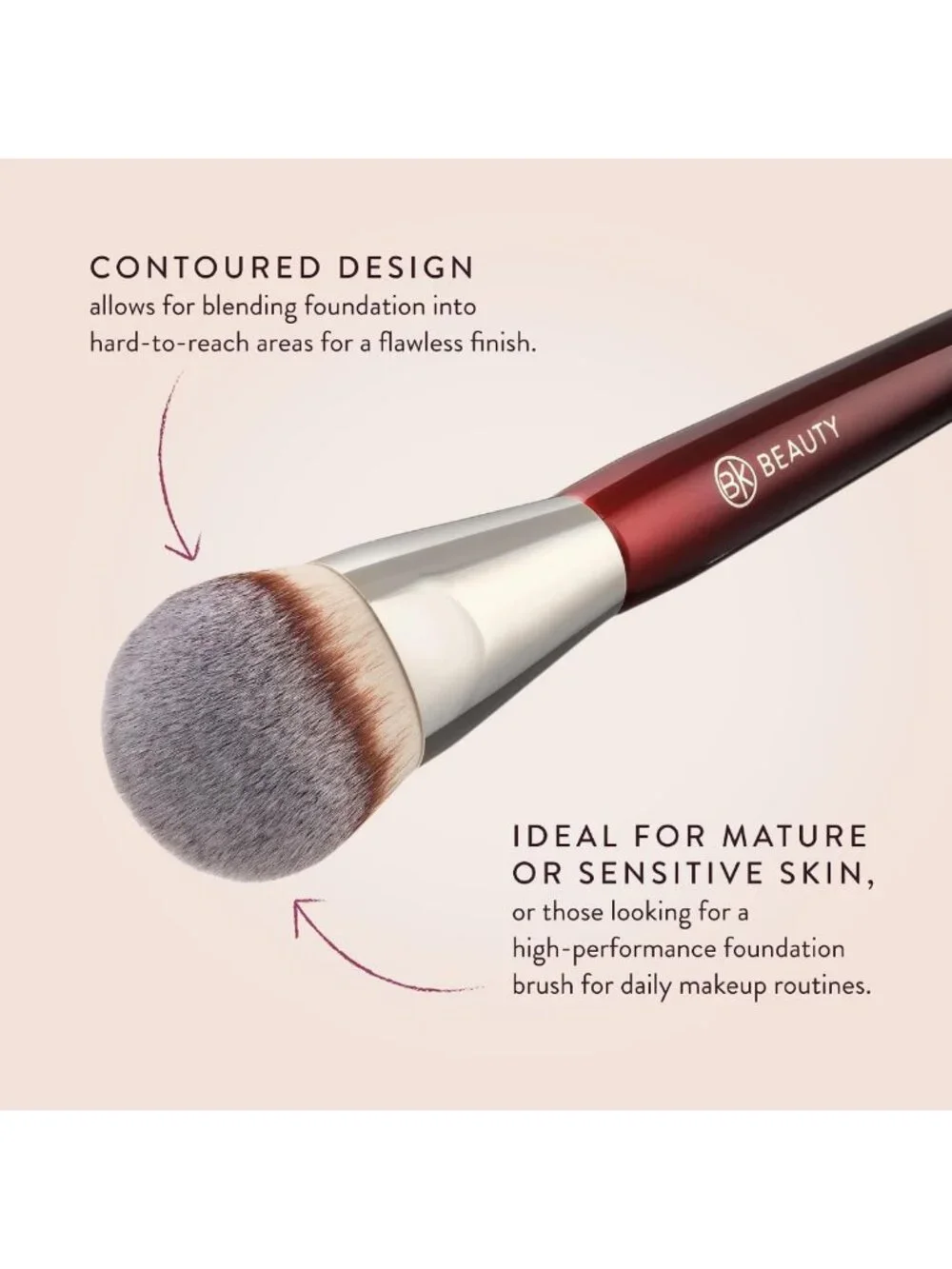 Contoured Foundation Brush for Liquid & Cream Makeup | Vegan, Cruelty-Free